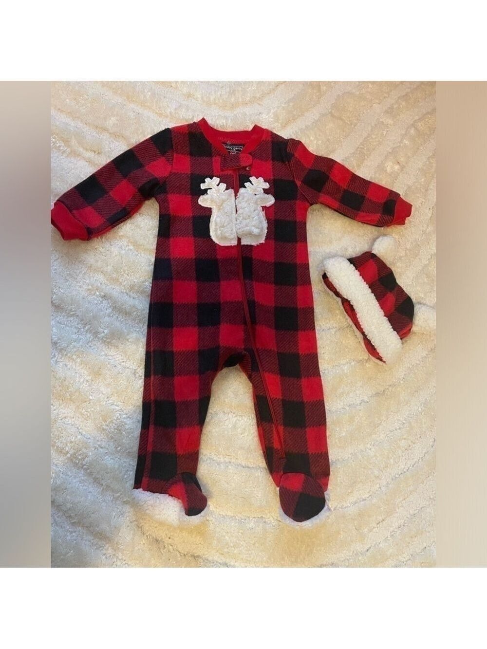 Baby Plaid Pajama Set with Hat 3-6 Months